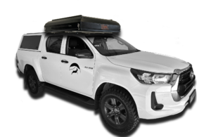 New Toyota Hilux 4x4 automatic rental car with camping and hardtop rooftop tent